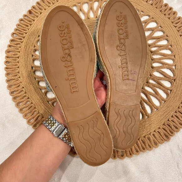 Anthropologie Mint + Rose Blue Metallic Slide Sandals EU 38 - Picture 5 of 9